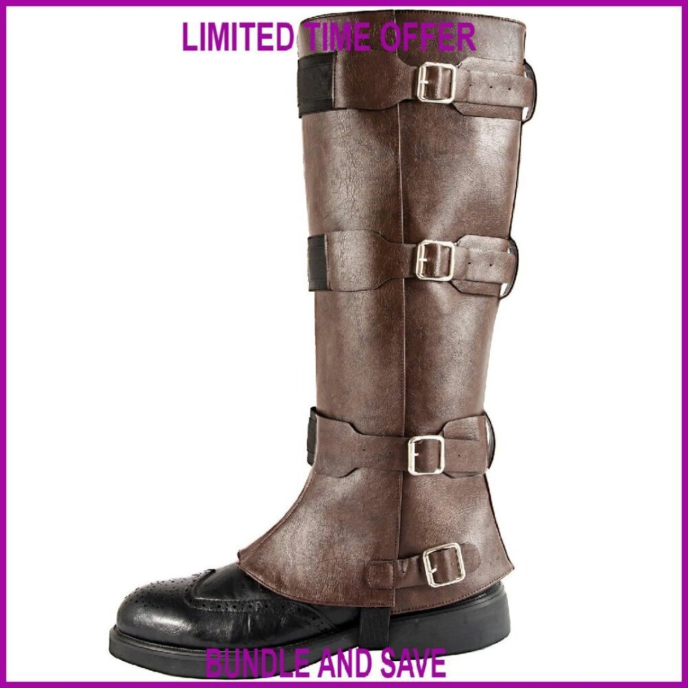 Medieval Pirate Boot Covers Faux Leather Cosplay Halloween Costume Accessory